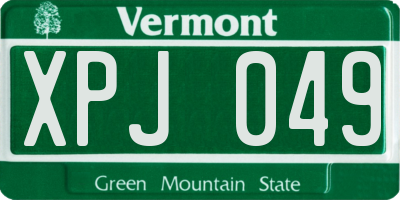 VT license plate XPJ049