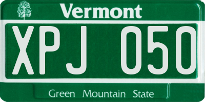 VT license plate XPJ050