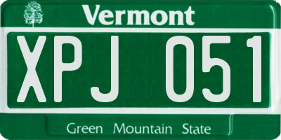 VT license plate XPJ051