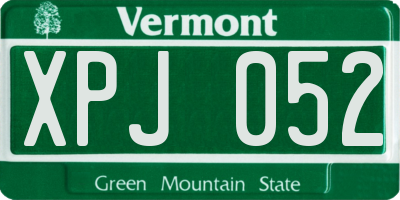 VT license plate XPJ052