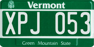 VT license plate XPJ053