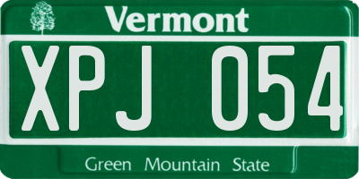 VT license plate XPJ054