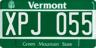VT license plate XPJ055