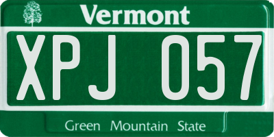 VT license plate XPJ057