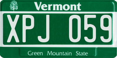 VT license plate XPJ059