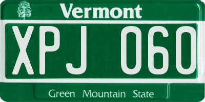 VT license plate XPJ060