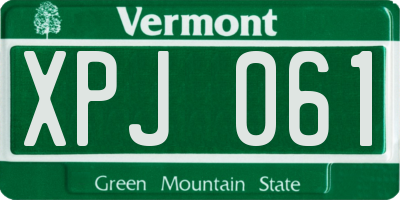 VT license plate XPJ061
