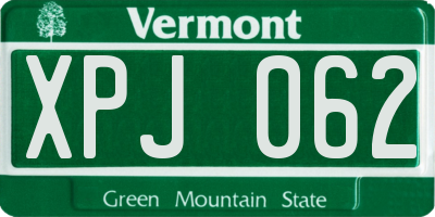 VT license plate XPJ062