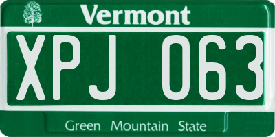 VT license plate XPJ063