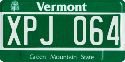 VT license plate XPJ064
