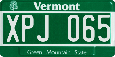 VT license plate XPJ065