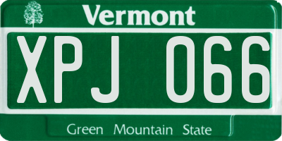 VT license plate XPJ066