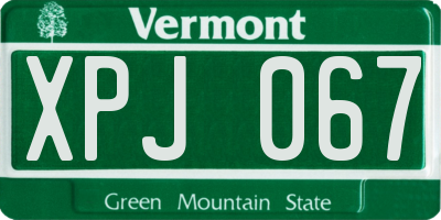 VT license plate XPJ067