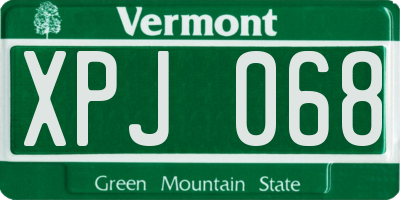 VT license plate XPJ068