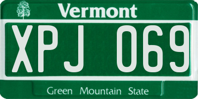VT license plate XPJ069