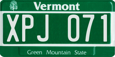 VT license plate XPJ071