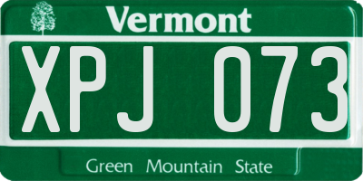 VT license plate XPJ073