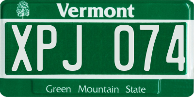VT license plate XPJ074