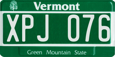 VT license plate XPJ076