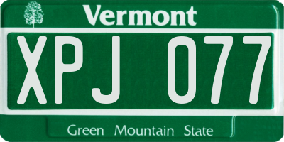 VT license plate XPJ077