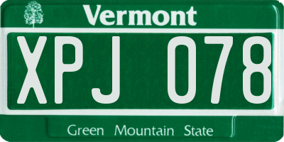 VT license plate XPJ078