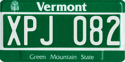 VT license plate XPJ082