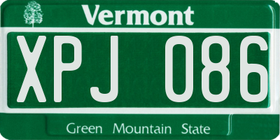 VT license plate XPJ086