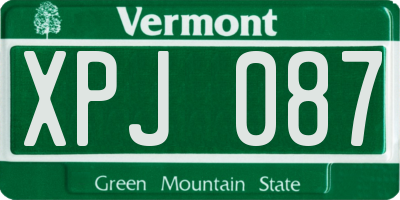 VT license plate XPJ087