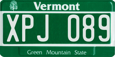VT license plate XPJ089
