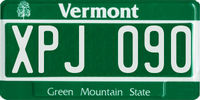 VT license plate XPJ090