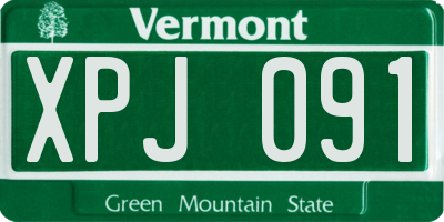 VT license plate XPJ091