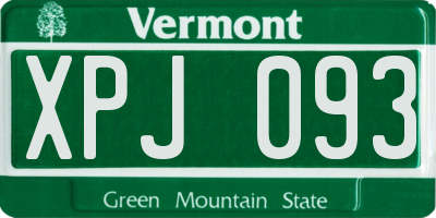 VT license plate XPJ093