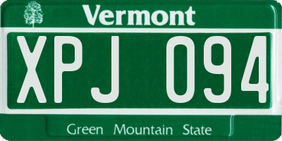 VT license plate XPJ094