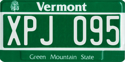 VT license plate XPJ095