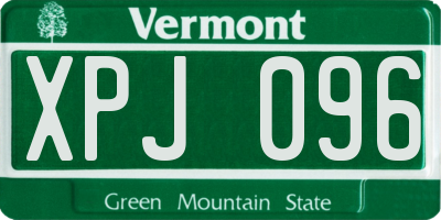 VT license plate XPJ096