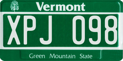 VT license plate XPJ098