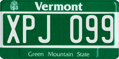 VT license plate XPJ099