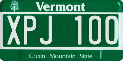 VT license plate XPJ100