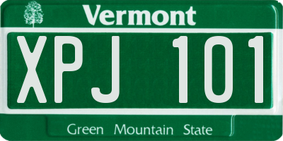 VT license plate XPJ101