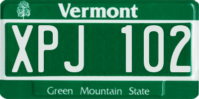 VT license plate XPJ102