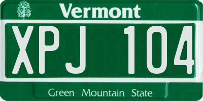 VT license plate XPJ104