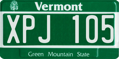VT license plate XPJ105