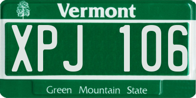 VT license plate XPJ106