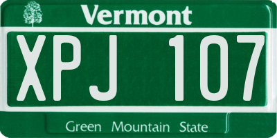 VT license plate XPJ107
