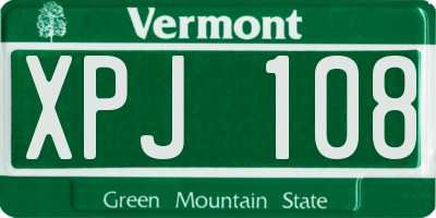 VT license plate XPJ108