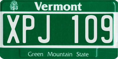 VT license plate XPJ109