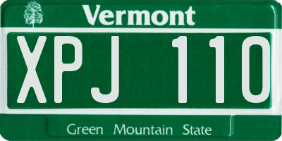VT license plate XPJ110