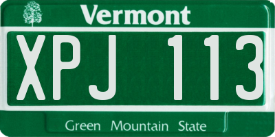 VT license plate XPJ113
