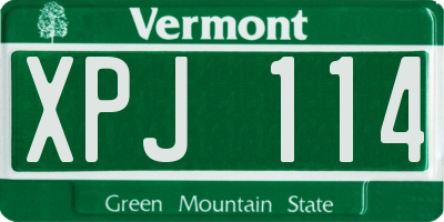VT license plate XPJ114