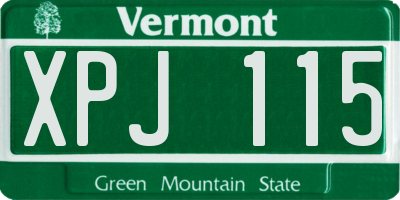 VT license plate XPJ115